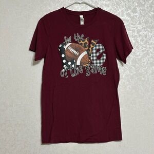 Bella+Canvas Football Graphic Tee For The Love of the Game Maroon T-Shirt Size S